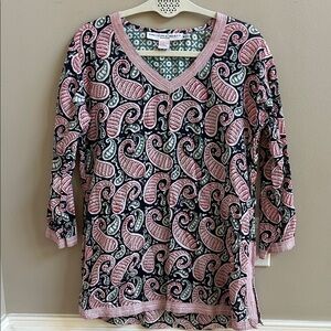 Gretchen Scott Cotton Tunic Top 3/4 Sleeves Size Medium